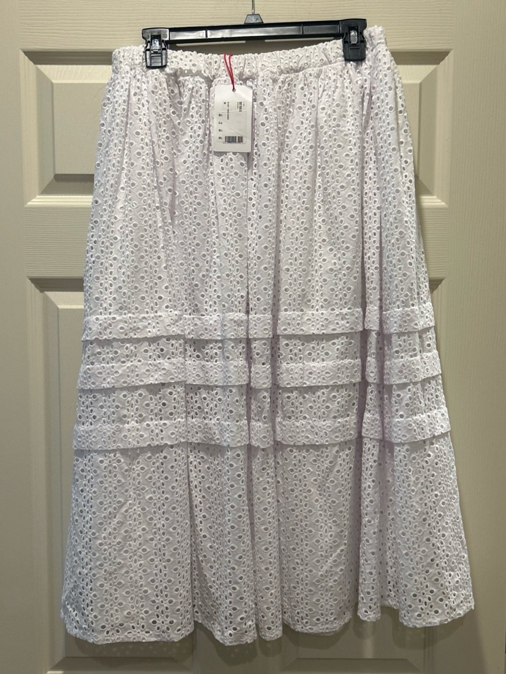 Olivia Rohde White Eyelet Tiered Skirt
